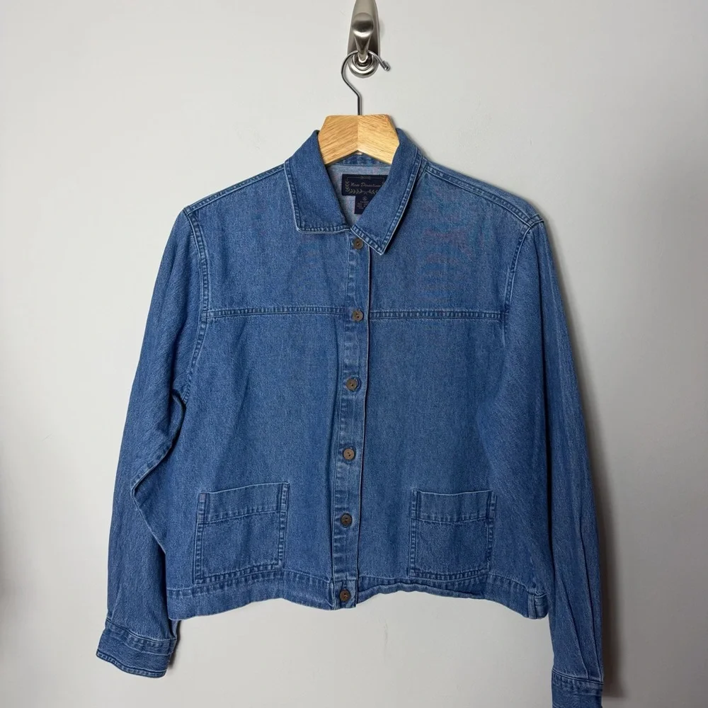 Vintage Jean Jacket Boxy Denim Coat Button Up Shacket XL *c - Picture 1 of 9